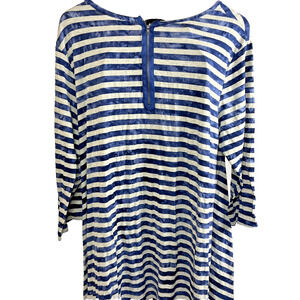 Lovevoy Tunic Top Women Large Blue Stripe